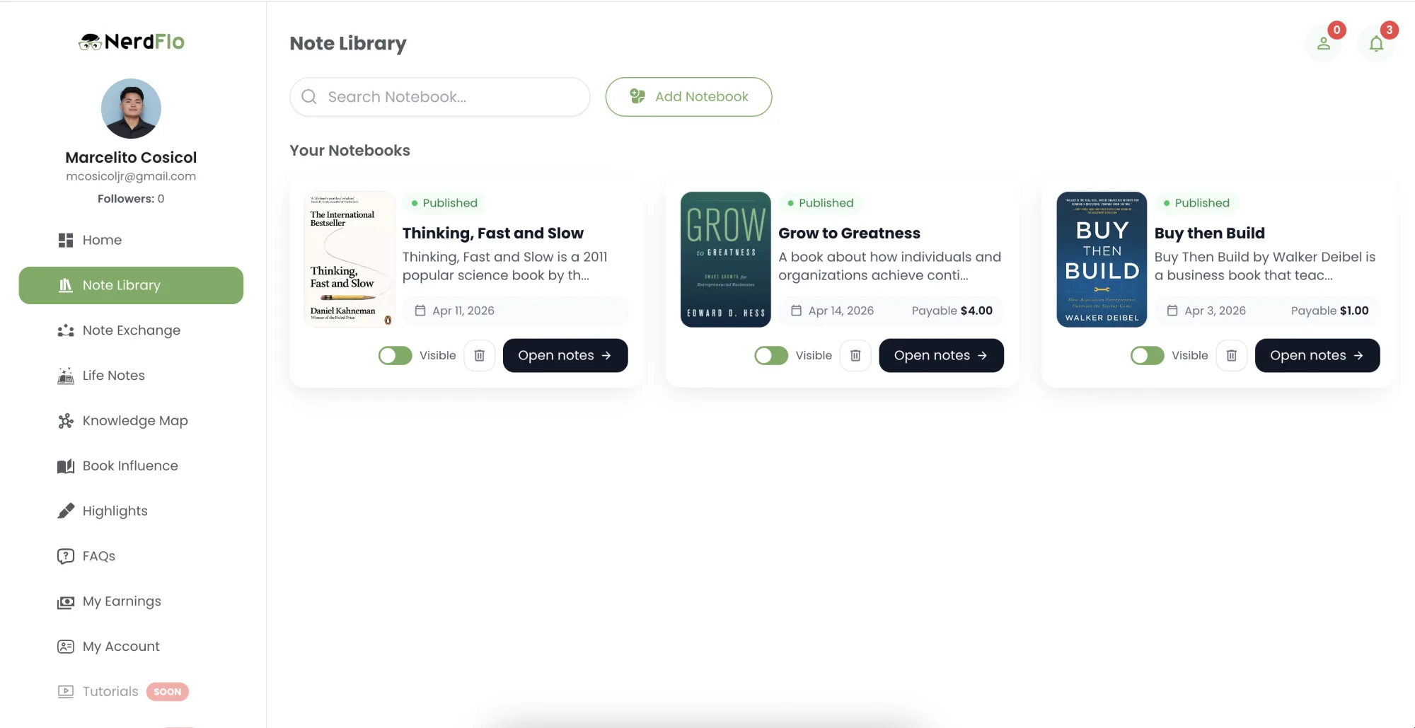 NerdFlo Note Library: Notebooks